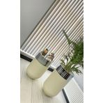Dekoratif Krom Darbuka Beyaz Saksı 70cm + Sehpa 60cm İkili Set