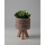 Dekoratif Küçük Beton Saksı – Ayaklı / Ayaksız – Sukulent & Mini Kaktüs Saksısı – Renk ve Desen Seçenekli - Ayaklı Aztec - Bej