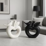 Dekoratif Kuş Heykeli Seti – Siyah Beyaz Modern Biblo, Minimalist Masa Dekoru, Taş Tozu El Yapımı Heykel, Ev Dekorasyonu & Hediye, 12 cm