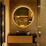 Dekoratif Led Işıklı Yuvarlak Banyo Ve Konsol Aynası Şeffaf