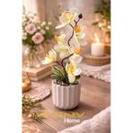 Dekoratif Lüks Yapay Sarı Orkide + Saksı 35 Cm Sarı