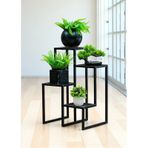 Dekoratif Metal 4 Raflı Saksılık Katlı Dikey Saksı Standı Çiçeklik Bahçe Ve Balkon Dekoru Garden Siyah