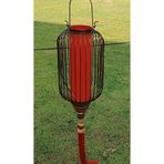 Dekoratif Metal Ahşap Sarkıt Avize Kırmızı 68 Cm