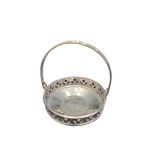 Dekoratif Metal Şekerlik, Çiçek Desenli, Kulplu, Yuvarlak, 8x8x9 cm, Gümüş Renk