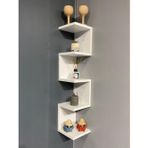 Dekoratif Modern Zigzag Düzenleyici Duvar Köşe Raf -Beyaz