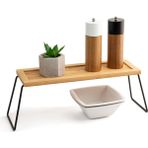 Dekoratif Mutfak Banyo Rafı, Bambu ve Metal, 36X12X15 Cm, Düzenleyici Raf - Standart