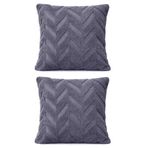 Dekoratif Peluş Kırlent Kılıfı Seti, İskandinav Zigzag Balıksırtı Desenli, Modern Salon ve Koltuk Yastık Kılıfı, 42x42 cm (Balıksırtı Antrasit 2'li)