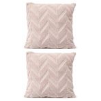 Dekoratif Peluş Kırlent Kılıfı Seti, İskandinav Zigzag Balıksırtı Desenli, Modern Salon ve Koltuk Yastık Kılıfı, 42x42 cm (Balıksırtı Vizon 2'li)