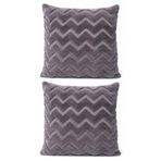Dekoratif Peluş Kırlent Kılıfı Seti, İskandinav Zigzag Balıksırtı Desenli, Modern Salon ve Koltuk Yastık Kılıfı, 42x42 cm (Zigzag Antrasit 2'li)