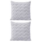 Dekoratif Peluş Kırlent Kılıfı Seti, İskandinav Zigzag Balıksırtı Desenli, Modern Salon ve Koltuk Yastık Kılıfı, 42x42 cm (Zigzag Gri 2'li)