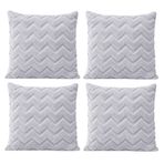 Dekoratif Peluş Kırlent Kılıfı Seti, İskandinav Zigzag Balıksırtı Desenli, Modern Salon ve Koltuk Yastık Kılıfı, 42x42 cm (Zigzag Gri 4'lü)