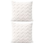 Dekoratif Peluş Kırlent Kılıfı Seti, İskandinav Zigzag Balıksırtı Desenli, Modern Salon ve Koltuk Yastık Kılıfı, 42x42 cm (Zigzag Krem 2'li)