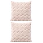 Dekoratif Peluş Kırlent Kılıfı Seti, İskandinav Zigzag Balıksırtı Desenli, Modern Salon ve Koltuk Yastık Kılıfı, 42x42 cm (Zigzag Vizon 2'li)