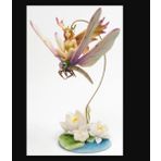 Dekoratif Peri ve Yusufçuk Figürlü Biblo, Lotus Çiçekli, 13x10x22,5 cm, Poliresin