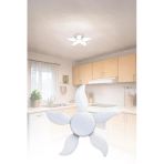 Dekoratif Pervane 5 Kollu 24W Led Ampul Katlanır Kanatlı Beyaz Renk Aydınlatma Tasarruflu Işık