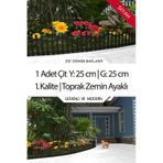 Dekoratif Plastik Bahçe Çiti Ve Peyzaj Çiti 1 Adet Çit Y: 25 Cm / G: 25 Cm Toprak Ayaklı - Siyah