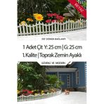 Dekoratif Plastik Bahçe + Peyzaj Çiti 1 Adet Toprak Ayaklı 25 x 25 CM Beyaz