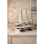Dekoratif Premium Ahşap El Yapımı Yelkenli Gemi Maketi Masa Üstü Biblo Hediyelik 33 X 33 CM 531-F