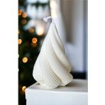 Dekoratif Sarmal %100 Doğal Soya Wax Vanilya Kokulu Mum / Beyaz 115mm x 75mm