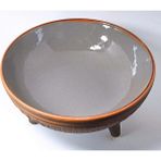 Dekoratif Sunum Kasesi, Seramik Ayaklı Sunum Kasesi, Servis Kasesi, Servis Tabağı, Kase, Tabak (Gri, 20 Cm)