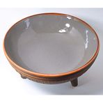 Dekoratif Sunum Kasesi, Seramik Ayaklı Sunum Kasesi, Servis Kasesi, Servis Tabağı, Kase, Tabak (Gri, 25 Cm)