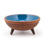 Dekoratif Sunum Kasesi, Seramik Ayaklı Sunum Kasesi, Servis Kasesi, Servis Tabağı, Kase, Tabak (Mavi, 20 Cm)