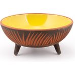 Dekoratif Sunum Kasesi, Seramik Ayaklı Sunum Kasesi, Servis Kasesi, Servis Tabağı, Kase, Tabak (Sarı, 20 Cm) - Kestane Akaju - Option-1