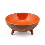 Dekoratif Sunum Kasesi, Seramik Ayaklı Sunum Kasesi, Servis Kasesi, Servis Tabağı, Kase, Tabak (Turuncu, 20 Cm)