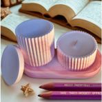 Dekoratif Tabakta 2'li Set,tarçın Kokulu Ahşap Fitili Mum ve Kapaklı Dekoratif Obje - Pembe - Beyaz
