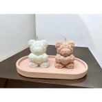 Dekoratif Tabakta Ikili Ayıcık Soya Wax Vegan Mum Set - 1 Adet