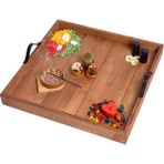 Dekoratif Tepsi - El Yapımı Sunum Tepsisi - 60X60CM - Massif Çam Ahşap - Ceviz
