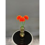 Dekoratif Yapay Pompon Dalya (Dahlia) Çiçeği – Turuncu, 3’lü Set