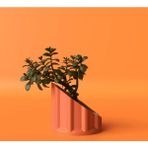 Dekoratif Yarım Sütun Saksı 15CM - Turuncu