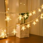 Dekoratif Yıldızlı İp Led Işık - Star Yıldız Led Işık Yılbaşı Süs beyaz