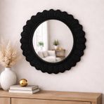 Dekoratif Yuvarlak Duvar Aynası 45 cm – Modern İnce Çerçeveli Ayna, Salon Antre Banyo İçin (Siyah)