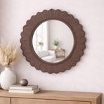 Dekoratif Yuvarlak Duvar Aynası 45 cm – Modern İnce Çerçeveli Ayna, Salon Antre Banyo İçin (Taupe)