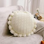 Dekoratif Yuvarlak Örme Ayçiçeği Yastık - Koltuk ve Yatak için 50 cm Çiçek Yastığı Rahat Beyaz Kırlent Ev Vurgusu Yumuşak Peluş Yastık Çiçek Severler için