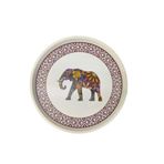 Dekoratif Yuvarlak Servis Tepsisi, Mandala Fil ve Klasik Araba Desenli, 35 cm, Kahve ve Sunum İçin (Fil Desenli, 35 cm)