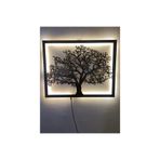 dekoraven Ağaç Dekoratif Led Işıklı Ahşap Tablo 55x45cm Günışığı, agac