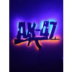 dekoraven Ak-47 Led Işıklı Tablo mavi-sarı