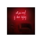 dekoraven All You Need Is Love Lashes Neon Led Dekoratif Duvar Yazısı Tabelası Kırmızı 60x47 cm, SMC-1035