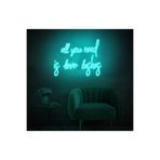 dekoraven All You Need Is Love Lashes Neon Led Dekoratif Duvar Yazısı Tabelası Mavi 60x47 cm, SMC-1035