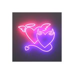 Dekoraven Angel Devil - Melek Şeytan Neon Tabela Neon Yazı Dekoratif Aydınlatma Ve Gece Lambası