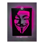 dekoraven Anonymous Led Işıklı Ahşap Tablo Pembe, anon