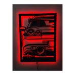 Dekoraven Araba Gtr Led Işıklı Ahşap Tablo, grrredraven