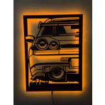 dekoraven Araba Gtr Led Işıklı Ahşap Tablo sarı