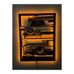 dekoraven Araba LED Işıklı Ahşap Tablo, gtr