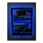 dekoraven Araba LED Işıklı Ahşap Tablo, gtr