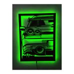 dekoraven Araba Led Işıklı Ahşap Tablo Yeşil 55x40 cm, gtr