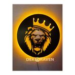 dekoraven Aslan Led Işıklı Tablo amber sarısı